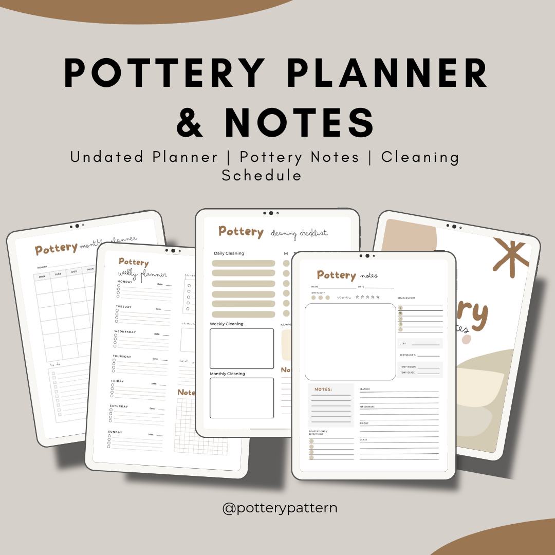 Pottery Notes Bundle, Pottery Journal, Printable Ceramic Notes, Ceramic Log | Pottery Planner | Ceramic Planner | Ceramic Notes