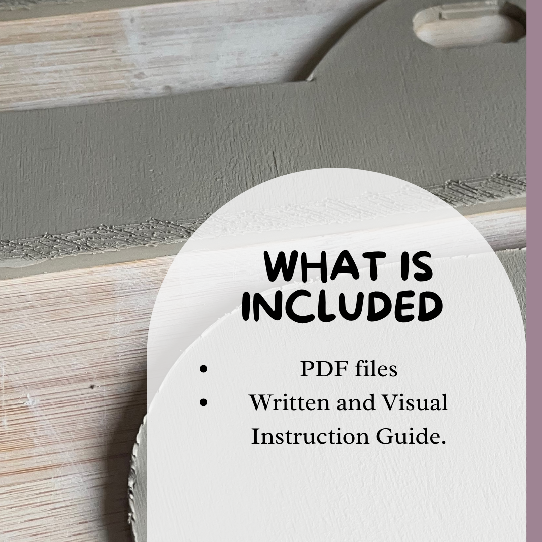 Close -up of pottery template with cut outs and scored edges which is a work in progress, accompanied by a text overlay stating What's Included'. Highlights PDF files and written and visual instructions guide, Ideal for DIY ceramic and pottery enthusiasts creating  handmade projects.  
