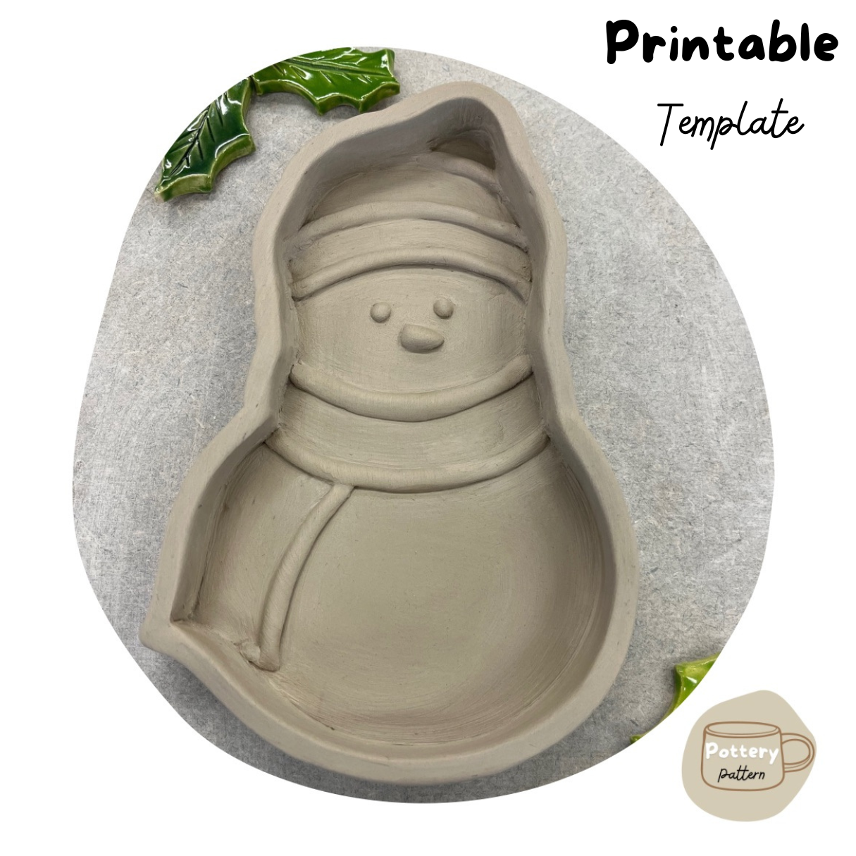Snowman dish Template | Slab snowman dish  Template | Clay Template | Pottery Template | ceramic snowman dish template