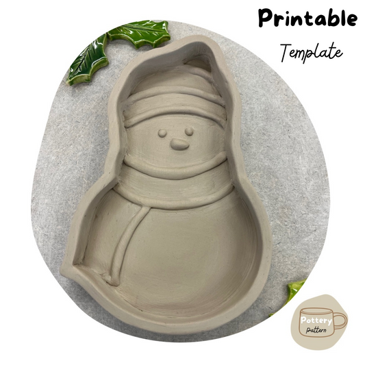 Snowman dish Template | Slab snowman dish  Template | Clay Template | Pottery Template | ceramic snowman dish template
